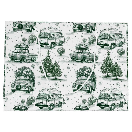 ホリデーロードトリップクリスマス抱き枕 |緑 ラージペーパーバッグ (裏面)