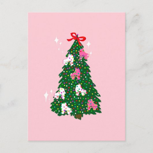ホリデーローラースケートオーナメントクリスマスツリー ポストカード (正面)