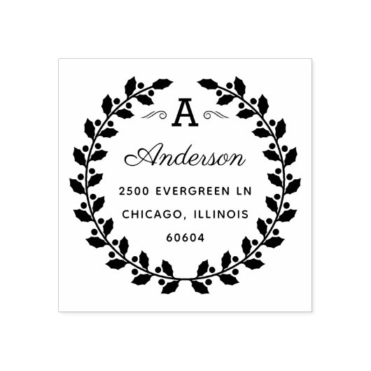 ホリデーローレルモエレガントノグラム差出人住所 ラバースタンプ (インプリント)