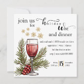 ホリデーワインとディナーのお祝いパーティー 招待状 (正面)