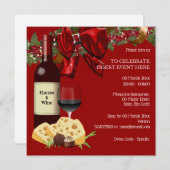 ホリデーワインチーズパーティー家族の友人カクテル 招待状 (正面/裏面)