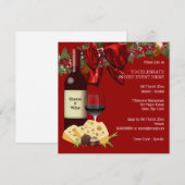 ホリデーワインチーズパーティー 家族 友達 カクテル 招待状 (正面/裏面)