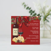 ホリデーワインチーズパーティー 家族 友達 カクテル 招待状 (スタンド正面)