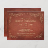 ホリデーワインパーティの招待状 |ヴィンテージ 招待状 (正面/裏面)
