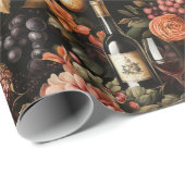 ホリデーワインフローラルパターンクリスマス ラッピングペーパー (ロールコーナー)