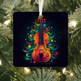 ホリデーヴァイオリンクリスマスツリーメタルオーナメント メタルオーナメント