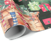 ホリデーヴィンテージクリスマスツリーズクリスマスクリスマス ラッピングペーパー (ロールコーナー)