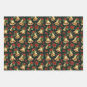 ホリデーヴィンテージクリスマスベル&デコレーション ラッピングペーパーシート (正面2)