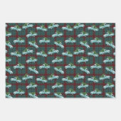 ホリデーヴィンテージトラックプレイド ラッピングペーパーシート (正面)