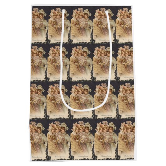 ホリデーヴィンテージビクトリアンクリスマス抱き枕 ミディアムペーパーバッグ (裏面)