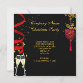 ホリデー企業のクリスマスパーティーシャンパンヒール 招待状 (裏面)