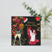 ホリデー企業のクリスマスパーティーシャンパン 招待状 (スタンド正面)