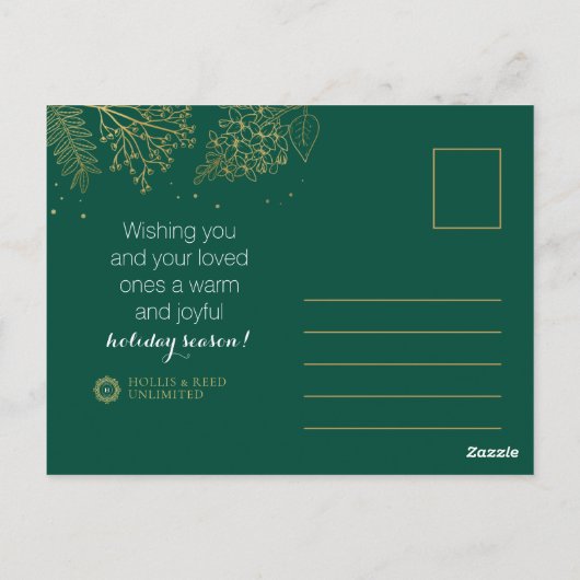 ホリデー企業のグリーティングカードハッピーホリデー ポストカード (裏面)