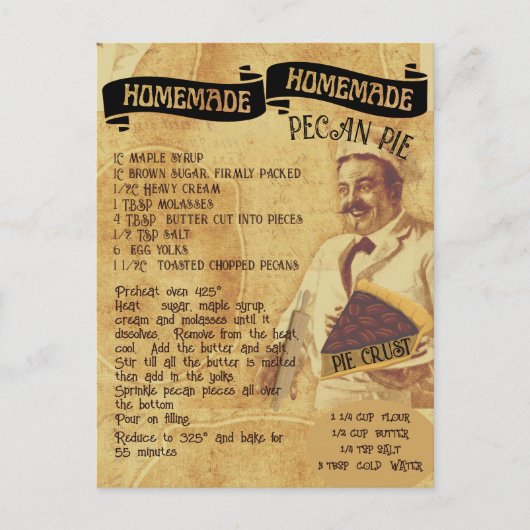ホリデー伝統的ペカンパイレシピ |はがき ポストカード (正面)