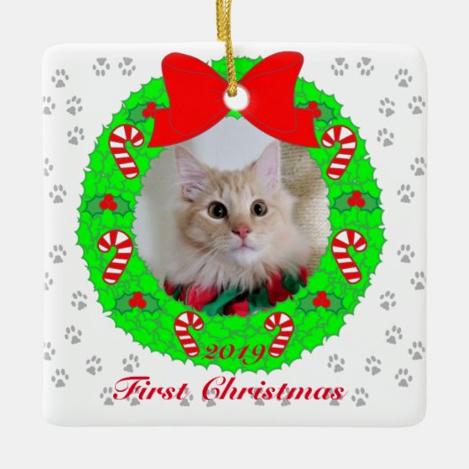 ホリデー写真ワレザ セラミックオーナメント (正面)