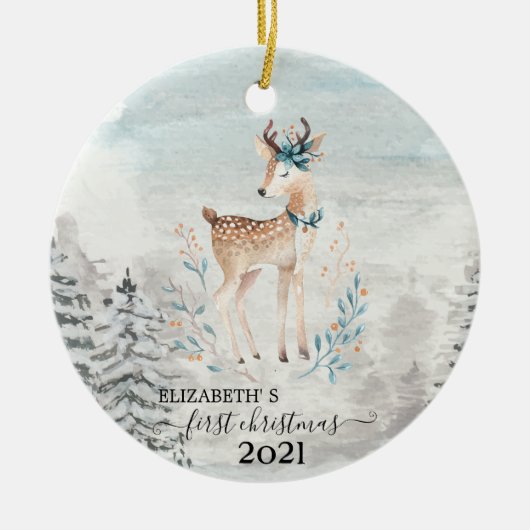ホリデー初めてのクリスマスベビートインデア セラミックオーナメント (正面)