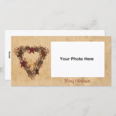 ホリデー初期のリースフォトカード シーズンカード (正面/裏面)