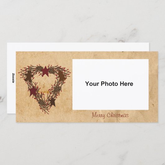 ホリデー初期のリースフォトカード シーズンカード (正面/裏面)