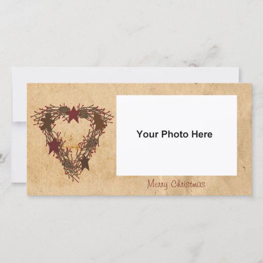 ホリデー初期のリースフォトカード シーズンカード (正面)