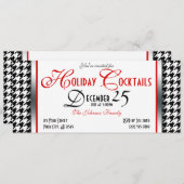 ホリデー千鳥格子のカクテル招待状 招待状 (正面/裏面)