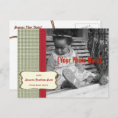 ホリデー千鳥格子のフォトカード シーズンポストカード (正面/裏面)