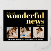 ホリデー妊娠の告知フォトコラージョネル 箔シーズンカード (正面)