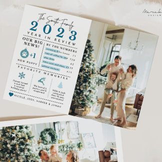 ホリデー年間の振り返りインフォグラフィッククリスマスカード シーズンカード