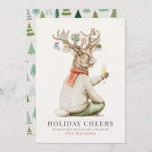 ホリデー応援おもしろいトナカイオーナメントクリスマス シーズンカード (正面/裏面)