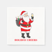 ホリデー応援クリスマスサンタシャンパン スタンダードカクテルナプキン (正面)