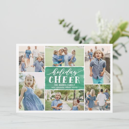 ホリデー応援コラージュホリデイフォトカードグリーン シーズンカード (スタンド正面)