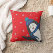 ホリデー応援スペンギン クッション (ブランケット)