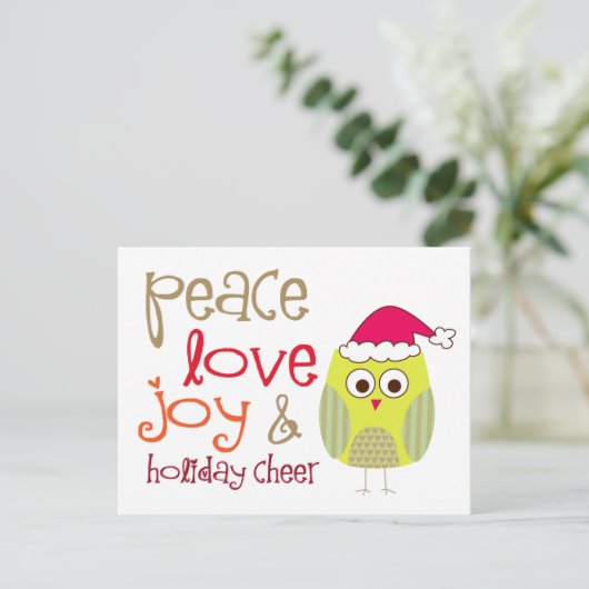 ホリデー応援フクロウ、はがき シーズンポストカード (スタンド正面)