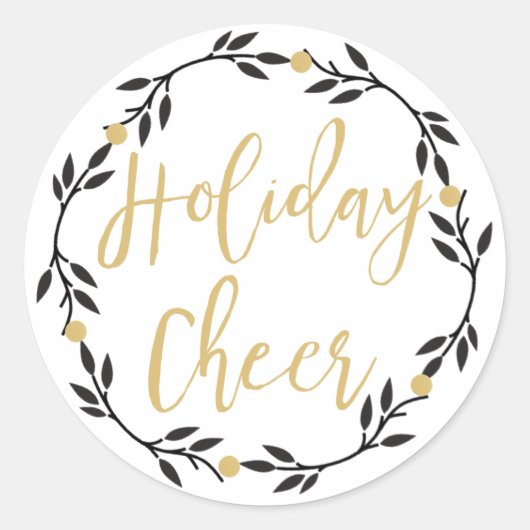 ホリデー応援ブラックリースと金ゴールドベリー、 ラウンドシール (正面)