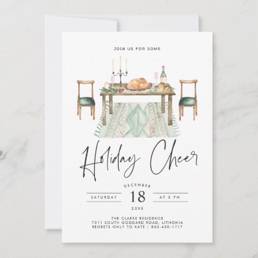 ホリデー応援|クリスマスディナーパーティー 招待状 (正面)