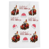 ホリデー恵みヴィンテージサンタクリスマス抱き枕 ミディアムペーパーバッグ (正面)