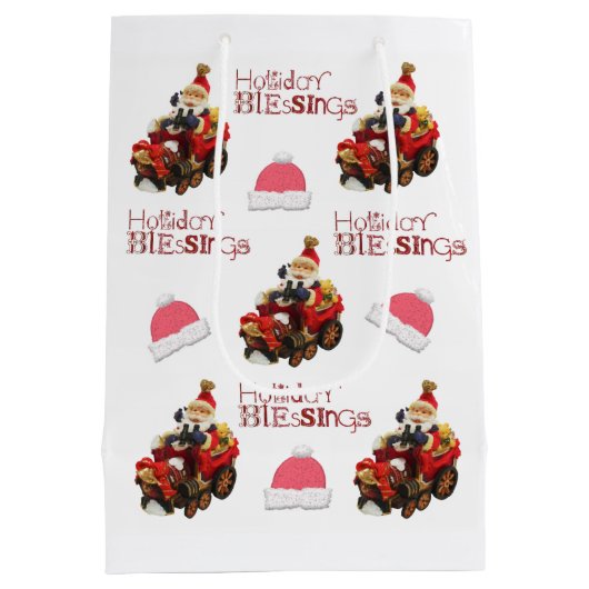 ホリデー恵みヴィンテージサンタクリスマス抱き枕 ミディアムペーパーバッグ (裏面)