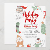 ホリデー招待状, ホリデーパーティー, クリスマスパーティー 招待状 (正面/裏面)