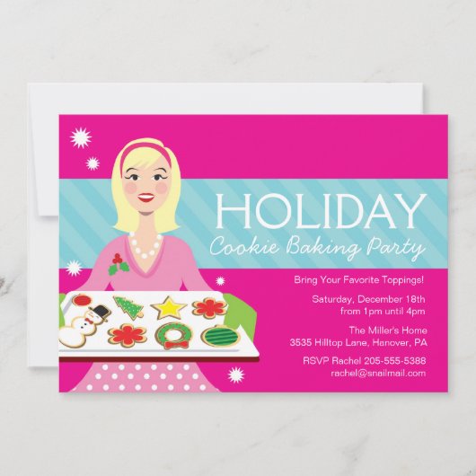 ホリデー料理ベーキングパーティー招待状 招待状 (正面)