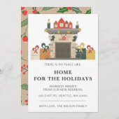 ホリデー暖炉ウィンターウェーブムーバルホリデーカード (正面/裏面)