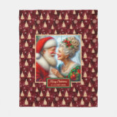 ホリデー毛布ミスター&ミセスクロースクリスマスプレゼント フリースブランケット (正面)