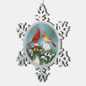 ホリデー深紅色&クリスマスガーランド スノーフレークピューターオーナメント (右)