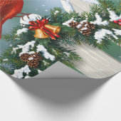 ホリデー深紅色&クリスマスガーランド ラッピングペーパー (角)