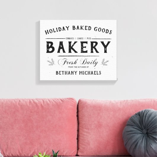 ホリデー焼いたグッズヴィンテージファームハウス名 キャンバスプリント (インサイチュ (リビング))