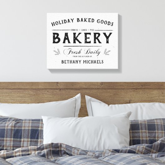 ホリデー焼いたグッズヴィンテージファームハウス名 キャンバスプリント (インサイチュ (寝室))