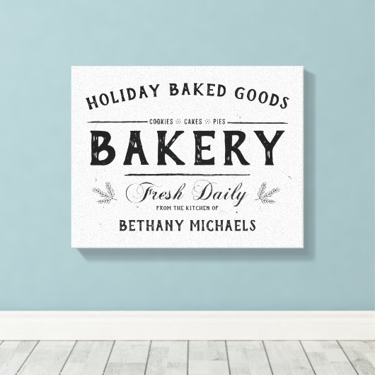 ホリデー焼いたグッズヴィンテージファームハウス名 キャンバスプリント (インサイチュ (ウッドフロア))