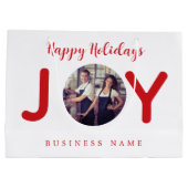 ホリデー白い赤い喜び写真ビジネスショッピングバッグ ラージペーパーバッグ (裏面)