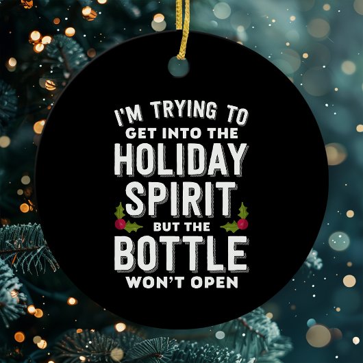 ホリデー精神に入ろうとするおもしろい セラミックオーナメント