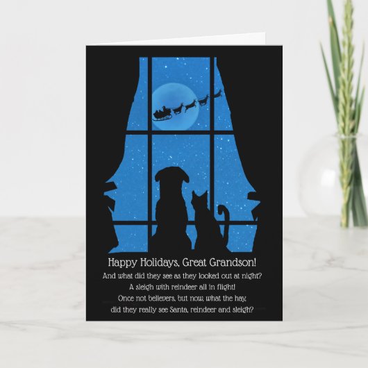 ホリデー素晴らし孫かわいいクリスマス犬と猫 カード (正面)