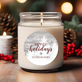 ホリデー素朴クリスマスウッドツリーブルゴーニュ ラウンドシール