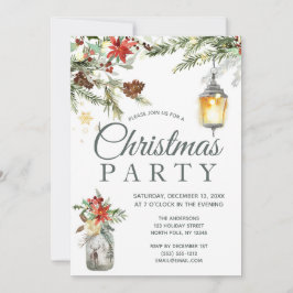 ホリデー素朴フローラライツクリスマスパーティー 招待状